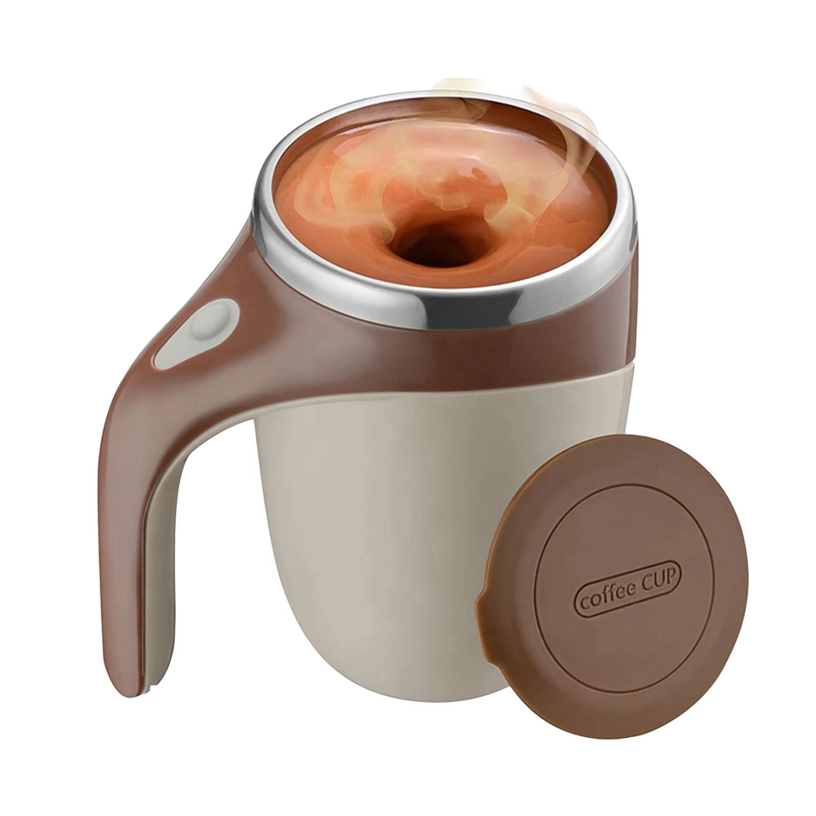 380Ml Self Stirring Mug with Lid Automatic Magnetic Stirring Coffee Cup Electric Stainless Steel Self Mixing Coffee Cup